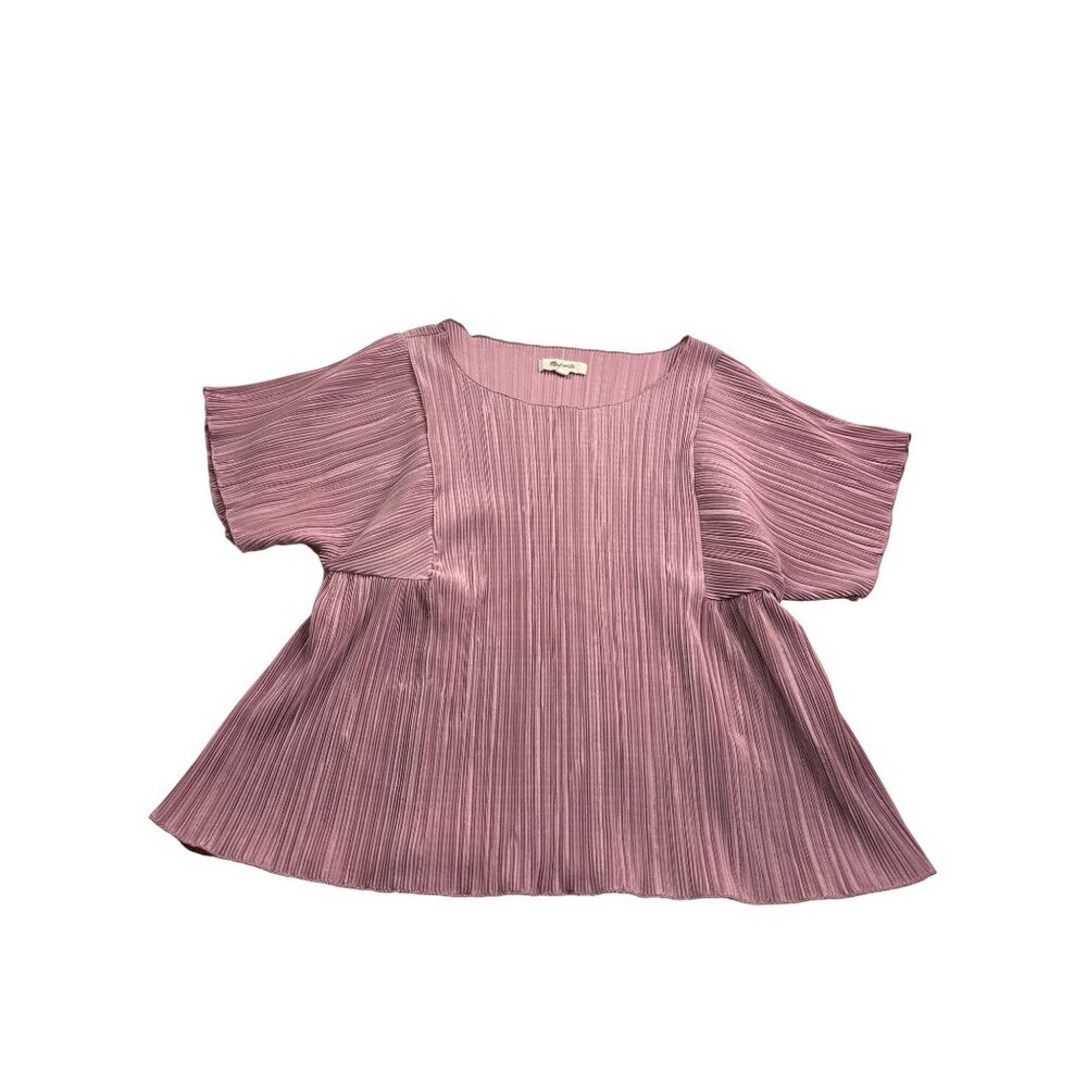 Madewell Dusty Rose Pleated Short-Sleeve Blouse